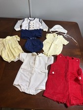 Vtg 70 s Baby Clothes Lot Dot Spot Infant Rompers Scrap Restor