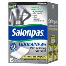 Salonpas Pain Relieving Gel Patch 4 Lidocaine   15 Ct   Back, Neck  Muscle