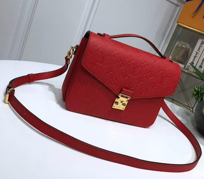 Louis Vuitton Empreinte Red Monogram Pochette Metis Crossbody Bag Gold Push Lock