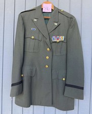 Vintage US Army Class A Green Uniform Jacket Coat Mens Service Dress Medals