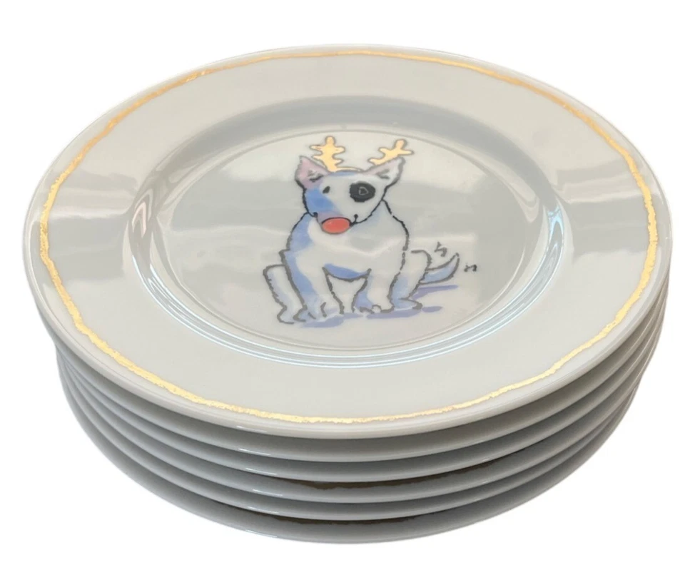 Williams Sonoma Trouble Bull Terrier Juego de 6 platos de postre ensalada lateral Japón Foto 2 de 4