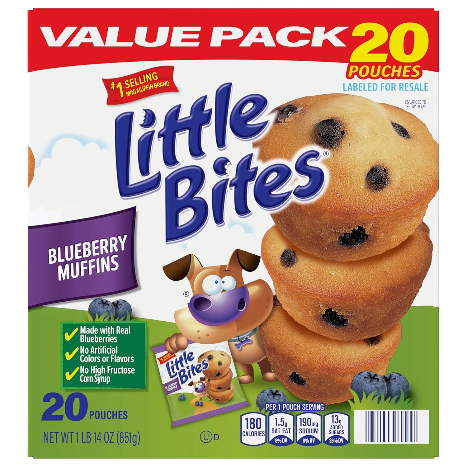 (Value Pack) Little Bites Blueberry Muffins, 20 individual packs, (1.5 oz each),