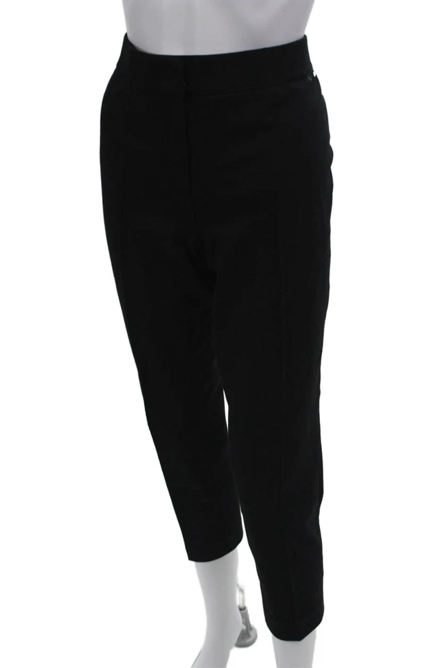 Akris Punto Womens Stretch Mid-Rise Tapered Pants Trousers Black Size 8 - Image 2 of 4