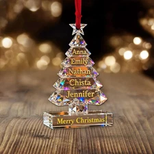 Personalized Christmas Pine Tree Acrylic Ornament Custom Family Name 2025