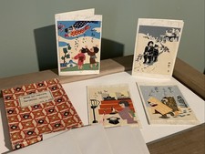 Ancienne boite de 4 billets informels sur bois taillé impression made in Japan Unsodo Kyoto Tokyo