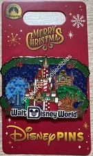 Disney Parks Pin 2025 Christmas Walt Disney World Four Parks Castle Open Edition