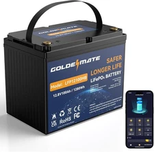 Goldenmate 100Ah LiFePO4 Lithium Iron Phosphate Battery for Solar, RV, Marine