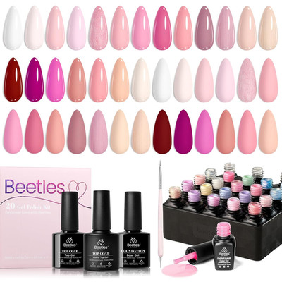 Gel Nail Polish 23Pcs Nude Pink Gel Polish Set w/ 3Pcs Base-Dare to Bare Collect