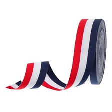 1-5/8" Red White Navy Striped Grosgrain Ribbon, 25 Yard Polyester Stripe Ribbon