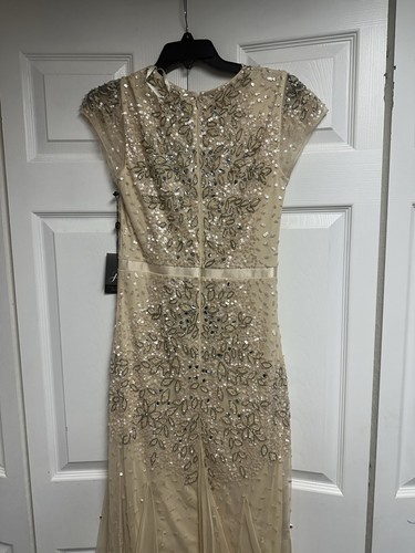 Adrianna Papell Gilded Gold heavily Beaded Evening Gown - Picture 4 of 5