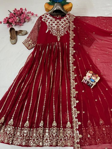 Boda Indio Salwar Traje Novia Paquistaní Anarkali Vestido Kameez Diseñador Fiesta - Imagen 8 de 10