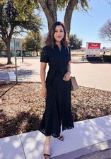 ZARA WOMAN NWT ZW COLLECTION EMBROIDERED MIDI SHIRTDRESS BLACK Size M 4877/288