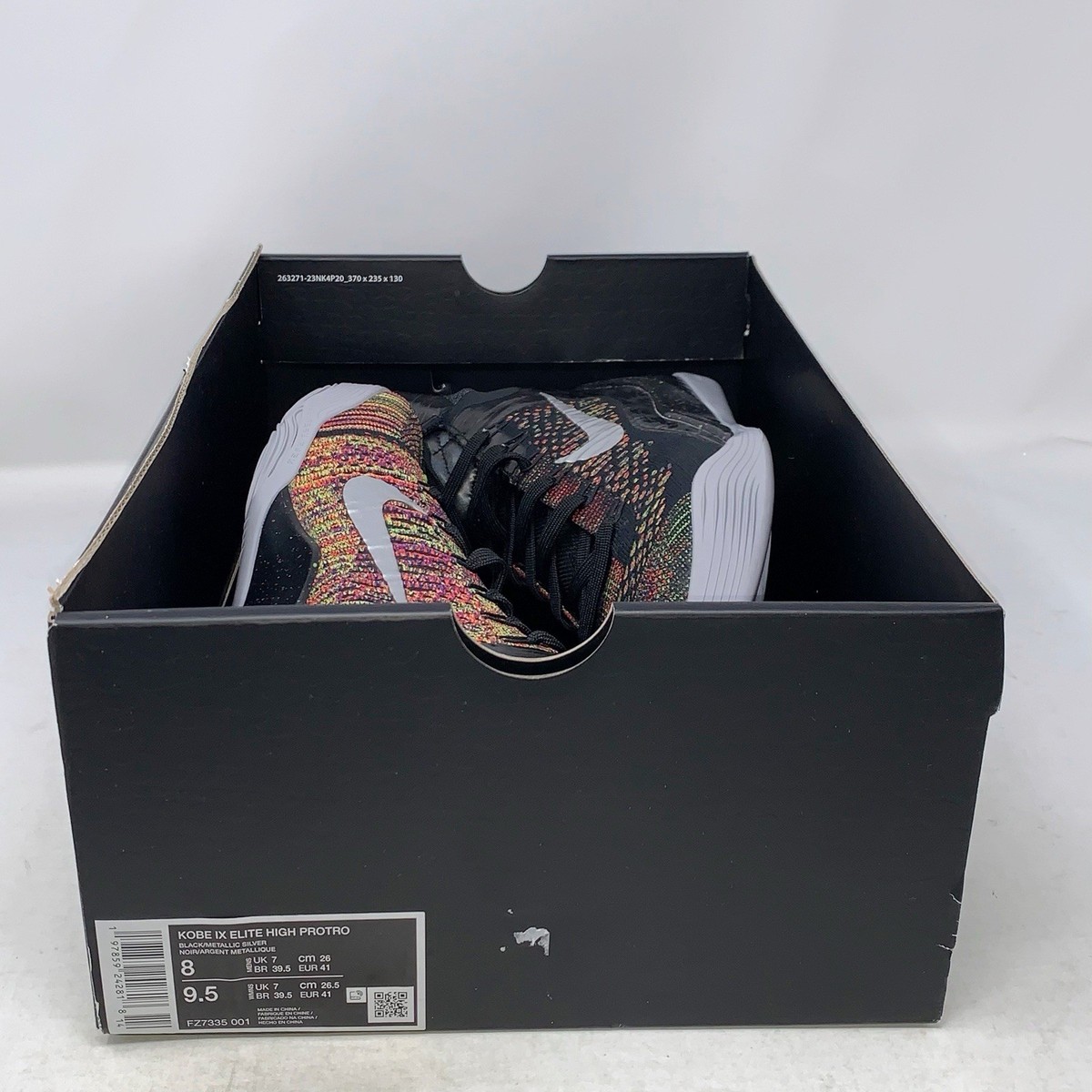 Nike Kobe 9 Elite High Protro Masterpiece Black Sneakers, Size 8 