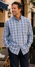Vintage Burberry London Shirt Mens XXL Blue Plaid Check Made USA Y2K Button Down