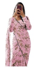 Ready to Wear 1-Minute Saree Indian Wedding Sari with Unstitched Blouse