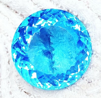 Blue Aquamarine 100+ Ct Certified Loose Gemstone Round Cut With Free Gift