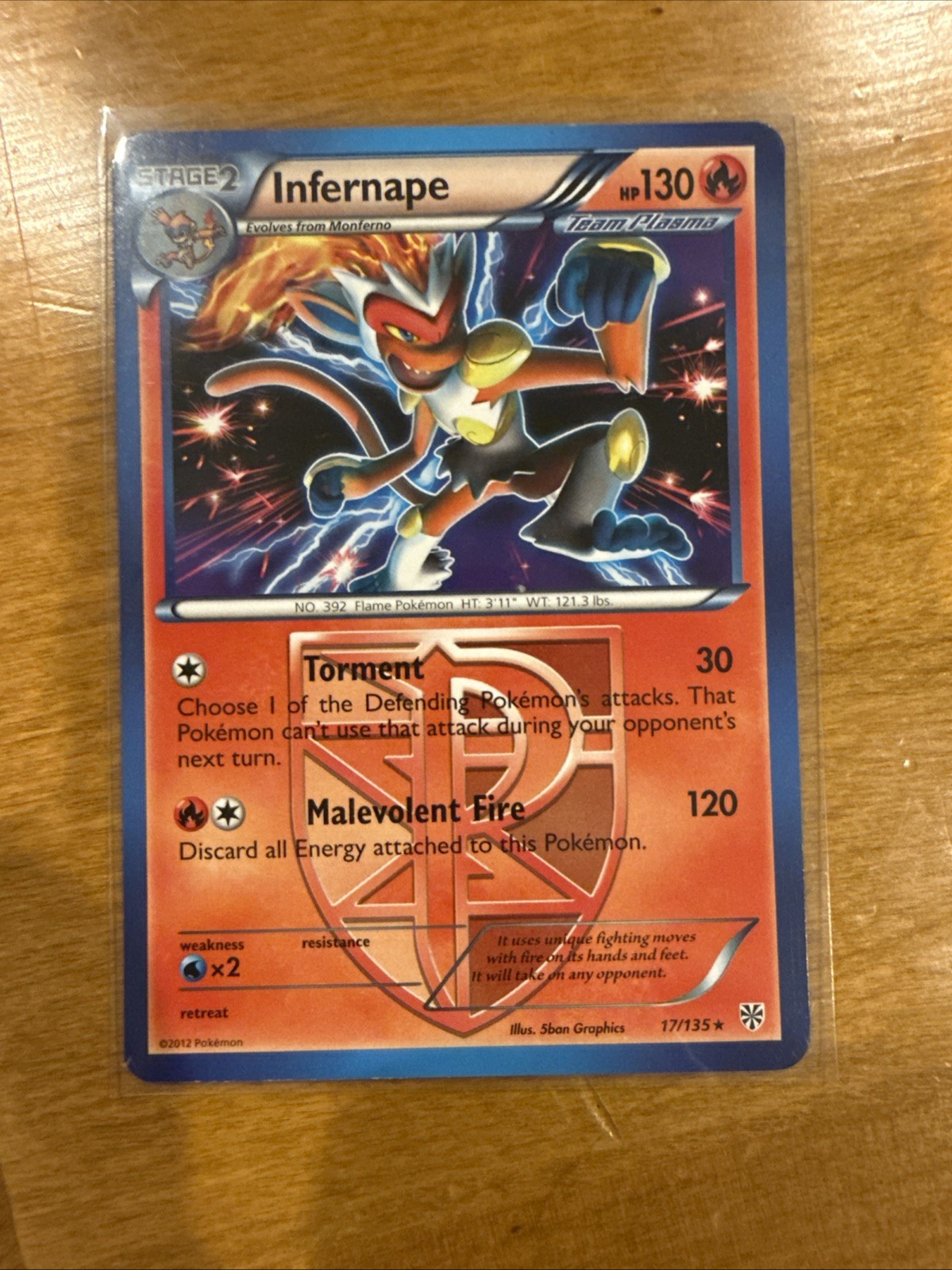 Pokémon Trading Card Game Plasma Storm 17/135 Infernape reverse holo rare