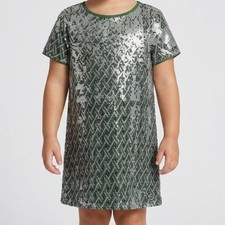 Michael Kors Baby Girl's Green MK Sequined Dress Size 4
