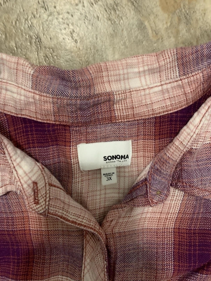 Camisa de franela con botones manga larga Sonoma para mujer talla 3Xl Foto 2 de 4