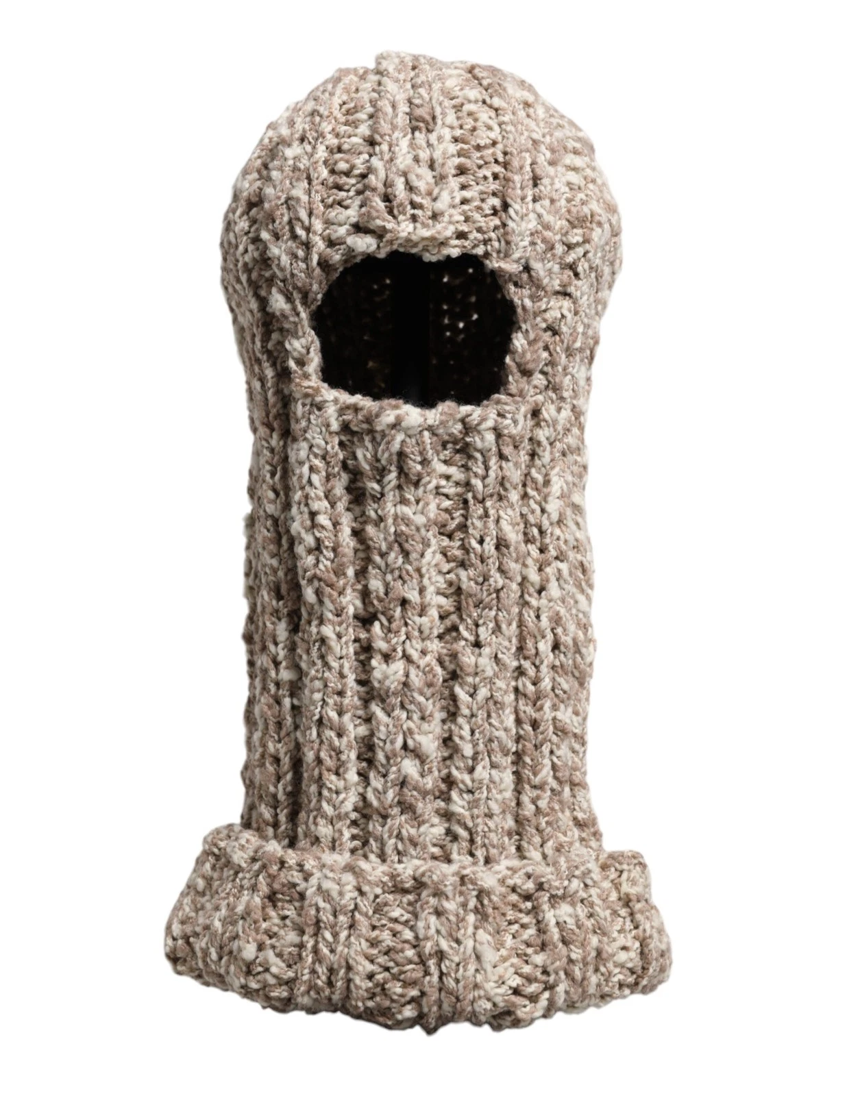 Dolce & Gabbana Beige Wool Knitted Ski Mask Balaclava Men's Hat