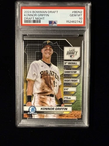 Graded 2024 Topps Bowman Draft Konnor Griffin #BDN2 Draft Rookie RC Card PSA 10