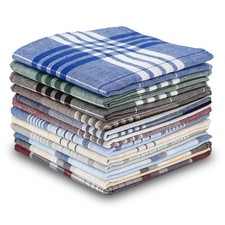 12 Pack Mens Handkerchiefs 100 Percent Cotton Classic Assorted 16 Inch Hanky