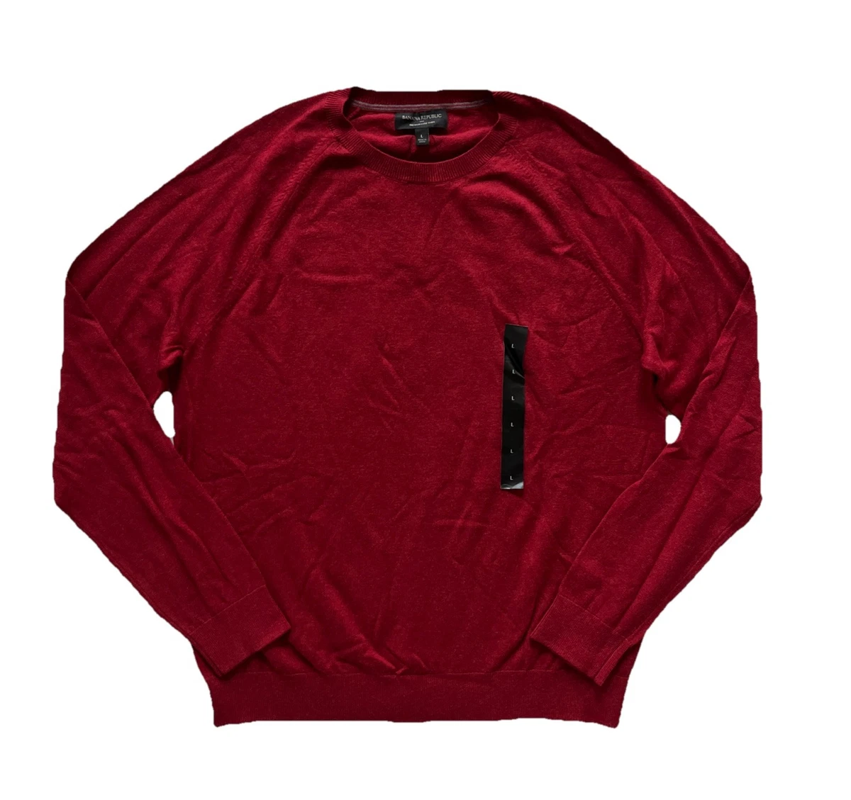 Pull Homme Banana Republic En Coton Cachemire - Rouge - Col Rond - Taille L (Grand) - Neuf Avec étiquettes