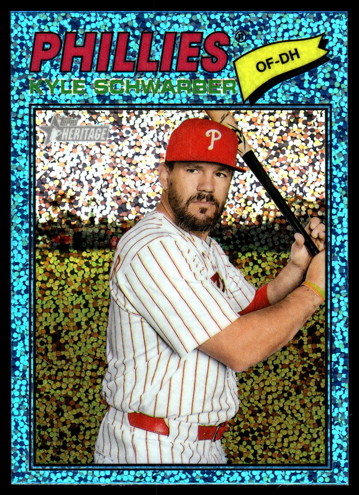 2026 Topps Heritage #159 Kyle Schwarber Chrome Light Blue Sparkle Refractors