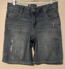 Democracy Ab Solution Jean Shorts Women's 4 Blue Bermuda Distressed Denim