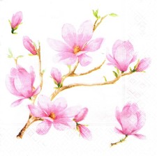 2 Two Paper Lunch Napkins for Decoupage/Mixed Media - Pink Magnolia