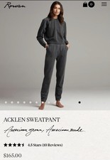 Rowan Women's Faded Black Knit Sweatpants Elastic Waist Pockets Cotton