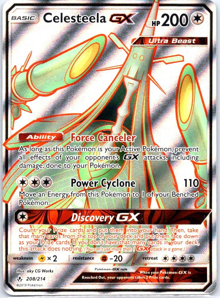 #208/214 Celesteela GX (Full Art) Pokemon SM - Unbroken Bonds Ultra Rare