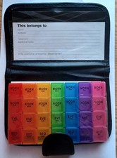 Weekly Pill Organizer Wallet 7 Day 4 Times Daily Travel Medication Case