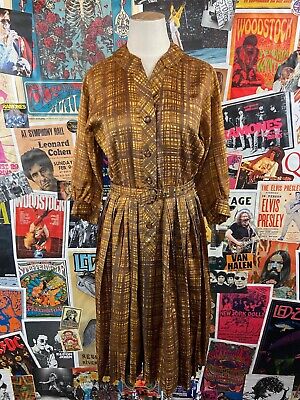 Vintage 50s-60s Abby Kent Plaid Shirtwaist Belted Pleated Vintage 50s-60s Abby Kent Plaid Shirtwaist Belted Pleated
