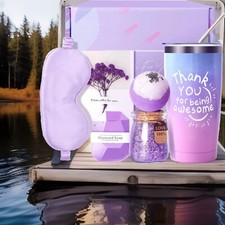 6 Piece Self-Care Spa Kit for Women Tumbler, Bath Bomb Bath Salt Card Mask Soap