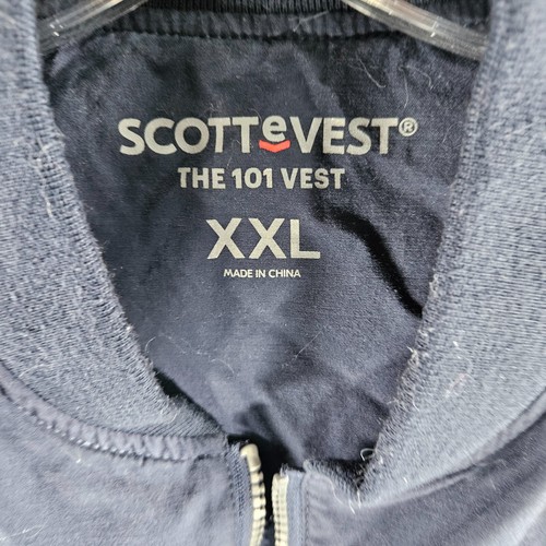 ScotteVest Mens 101 Full Zip Vest sz XXL Blue Travel Utility Hidden Pockets - Picture 2 of 5