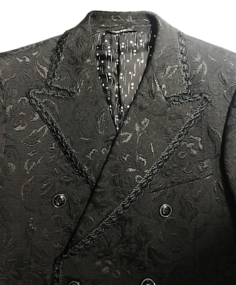☆希少☆DOLCE ＆GABBANA ダブルコート現行　ジャガード　花柄ブラック Dolce & Gabbana Mens Flower Jacquard Black Size 48 Notch Lapel