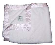 Little Giraffe Luxe Faux Fur Pink Baby Blanket Satin Trim 30x35"