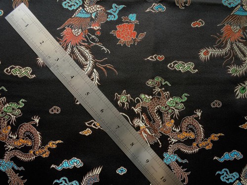 Faux Silk Brocade (Dragon Phoenix) Jacquard Damask Kimono Fabric Material BL4 - Picture 12 of 34