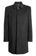 Hart Schaffner Marx Turner Plaid Wool Blend Topcoat in Navy Plaid Size 42 R NWT