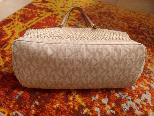 MICHAEL KORS Vanilla Medium Travel Jet Set Gold Studded Tote Shoulder Bag - $598 - Bild 4 von 12