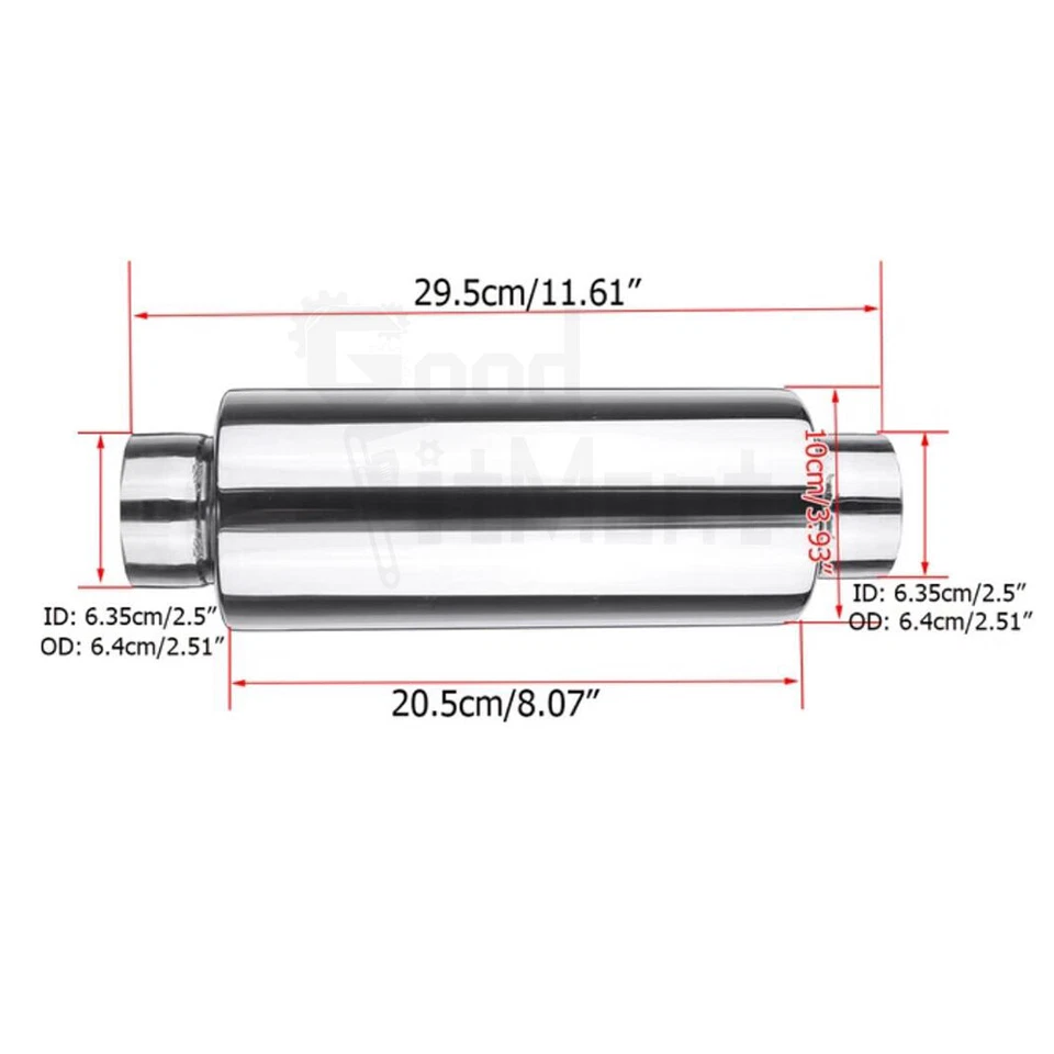 2x 2.5" Inlet/Outlet 12" Long Exhaust Muffler Resonator For AUDI A3 A4 A5 A6 A7 Foto 3 de 4