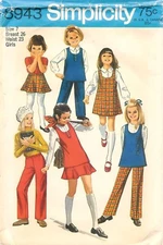 Simplicity # 8943 Sewing Pattern: Girls' Jumper or Tunic Skirt & Pants Size: 7