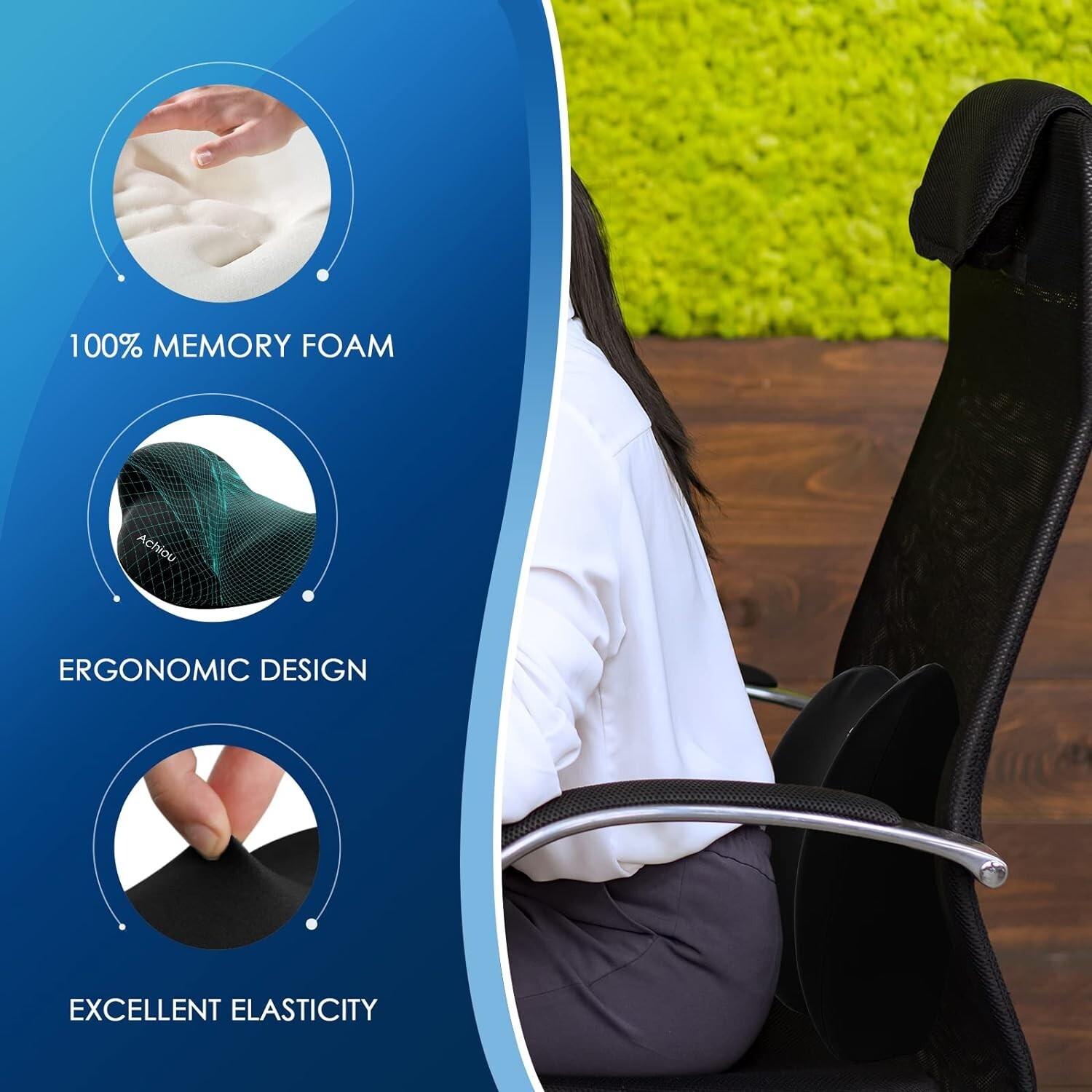 Memory Foam Bump Lumbar Support Pillow Cushion Travel Seat Car Home