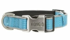 KONG Reflective Dog Collars Padded BLUE Small & Medium METAL CLIP! DISCONTINUED