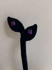 Gorgeous 14k Yellow Gold Large Oval Total 6cts Purple Amethyst Earrings NWOT