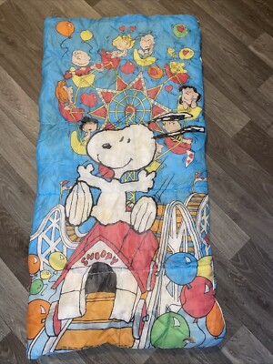 Vintage Wenzel Peanuts Snoopy And The Peanut Gang Sleeping Bag