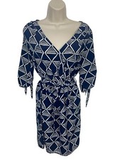 OLD NAVY Women's Size Small Blue Faux Wrap Dress with Fabric Belt