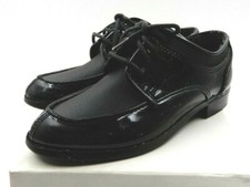 AFTER SIX "MODERN TIMES" PATENT BLACK LEATHER TUXEDO DRESS SHOES YOUTH SIZE: 11M