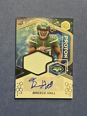 2022 Panini Elements Football Breece Hall Proton Patch JETS SP # d/75 Auto RPA